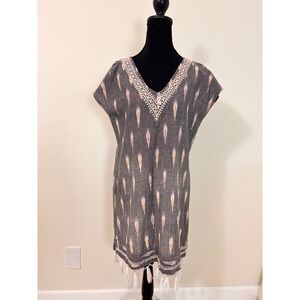 Nordstrom Pool to Party by subtle luxury Swim Cover S/M Gray Tassels Embroidered